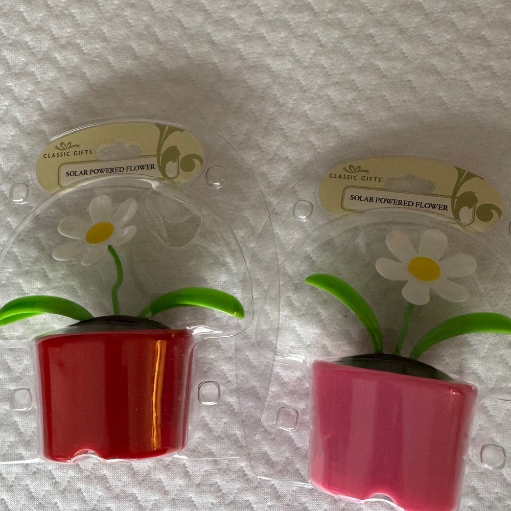 CLASSIC GIFTS Solar Powered Flower Pink Green / Red Green Plastic 2-pack